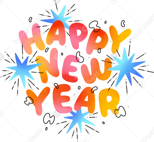 lettering happy new year noisy Illustration in PNG, SVG