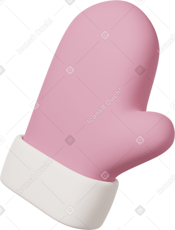 3D Pink Christmas mitten Illustration in PNG, SVG
