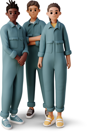 young people in the worker jumpsuits PNG, SVG