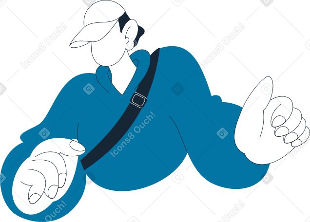 man in baseball cap and hoodie Illustration in PNG, SVG