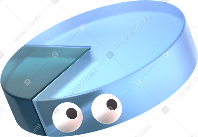 3D pie chart with curious face PNG, SVG