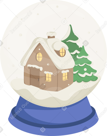 Рождественский шар с домиком в PNG, SVG