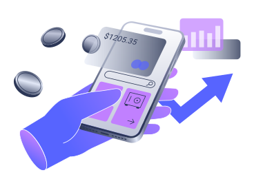 Digital wallet app and growing graphs PNG, SVG