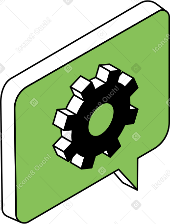 speech bubble with gear Illustration in PNG, SVG