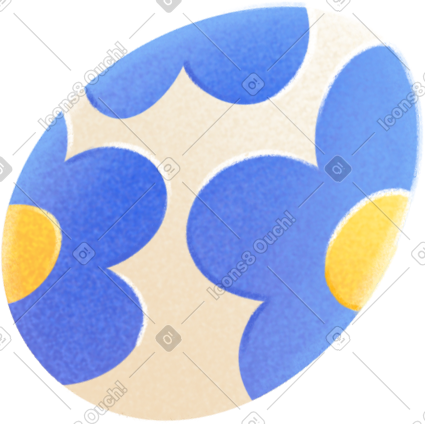 easter egg with a blue flower pattern PNG, SVG