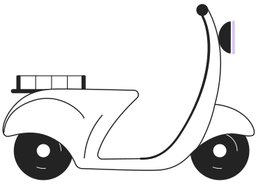 Illustration animée Trottinette avec coffre panier aux formats GIF, Lottie (JSON) et AE