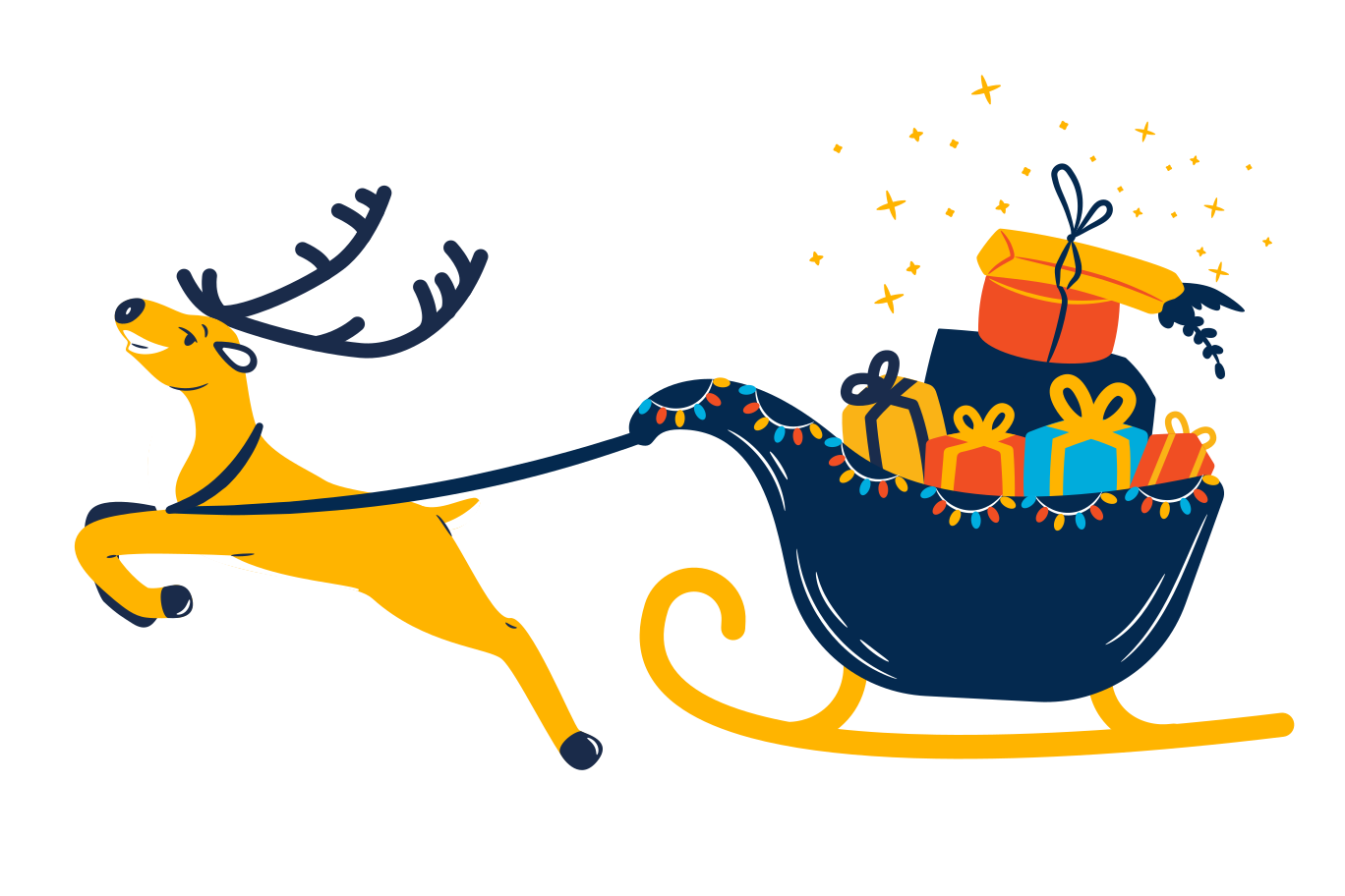 Sleigh with gifts Illustration in PNG, SVG