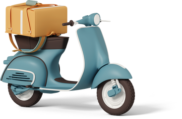 scooter with delivery bag PNG, SVG
