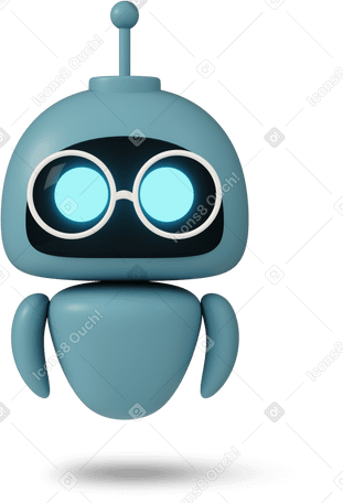 3D chatGPT robot wearing glasses PNG, SVG