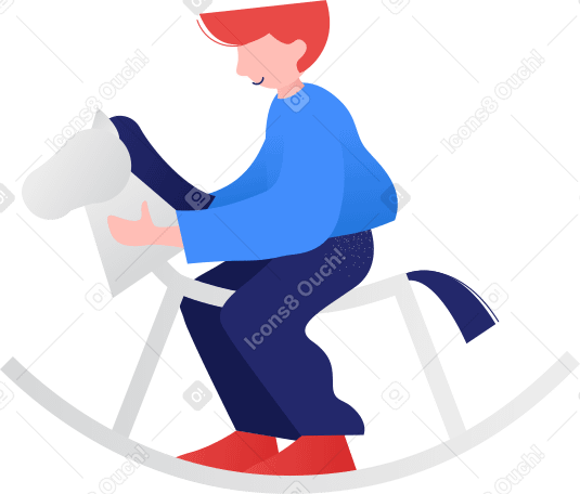 boy ride on the horse toy PNG, SVG