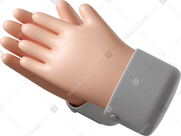 3D White skin hands clapping Illustration in PNG, SVG