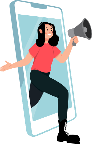 girl with a loudspeaker PNG, SVG