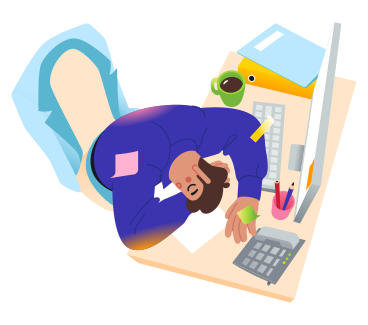 Impiegato che dorme sulla sua scrivania PNG, SVG