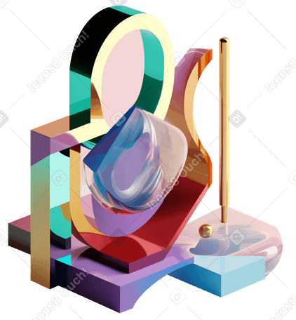3D abstract composition with different glass shapes PNG, SVG