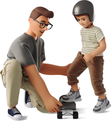 man and boy skateboarding PNG, SVG