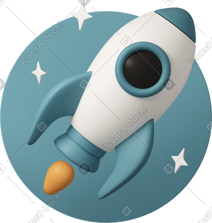 3D rocket in flight on blue动态插图，格式有GIF、Lottie (JSON)、AE