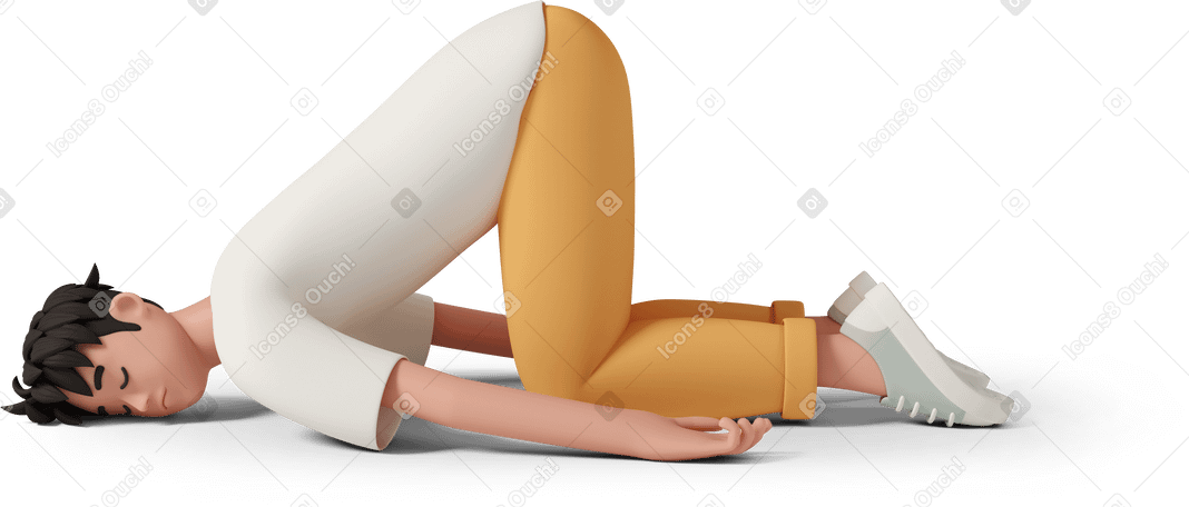 3D tired man sleeping on floor PNG, SVG