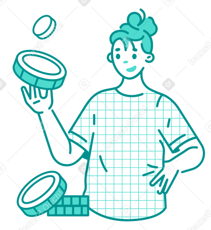 Woman throwing coins into the air PNG, SVG