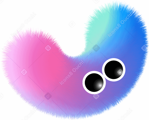 multicolored fluffy arc with eyes PNG, SVG