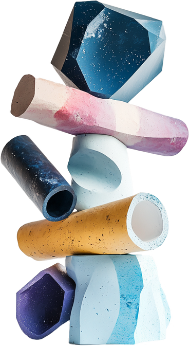 Abstract 3d sculpture consisting of paper mache shapes and tubes PNG, SVG