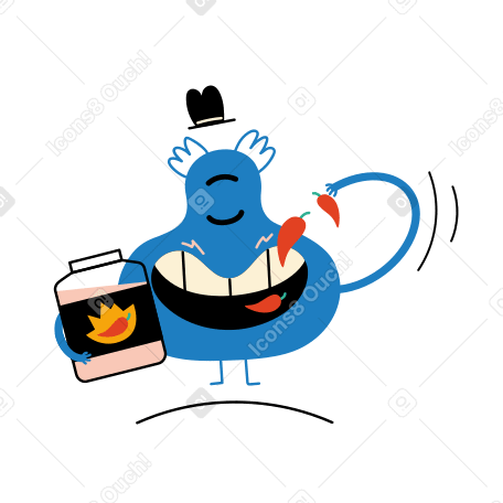 Character eats very hot peppers PNG, SVG