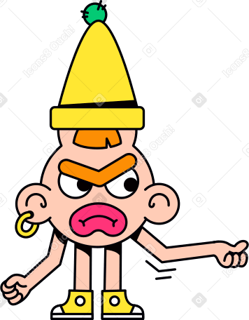 angry character in hat Illustration in PNG, SVG