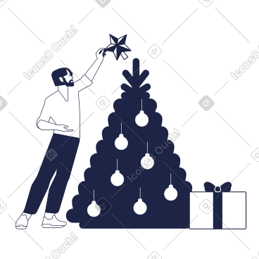 Decorating Christmas tree PNG, SVG