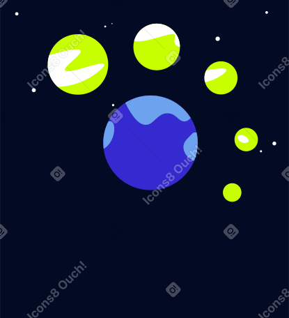 background with six planets Illustration in PNG, SVG