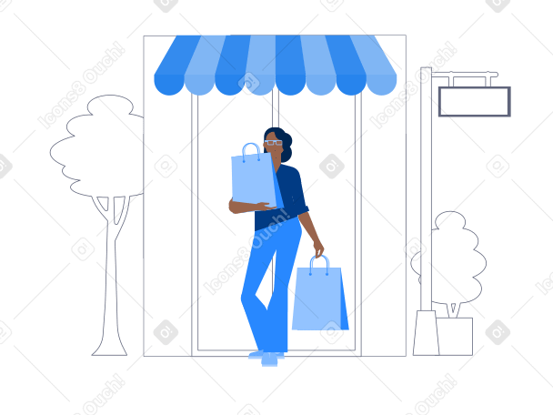 Woman leaving the store with shopping bags PNG, SVG