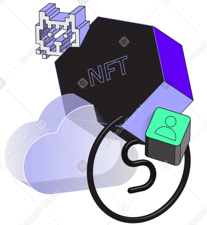 conception nft et nuage et signe dollar PNG, SVG