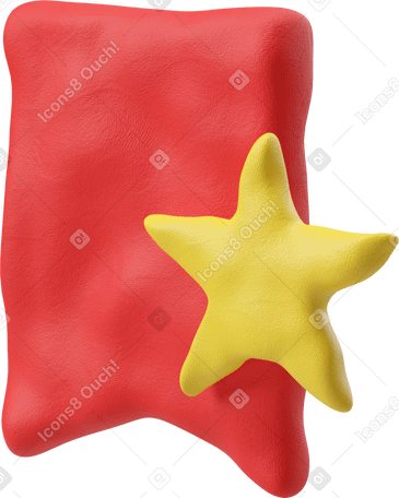 3D Three-quarter view of a red favorites icon PNG, SVG