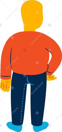 chubby man standing back PNG, SVG