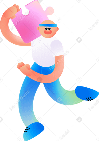 Man holding a puzzle on his shoulder PNG, SVG