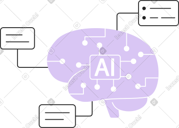 Ai brain with text callout titles PNG, SVG