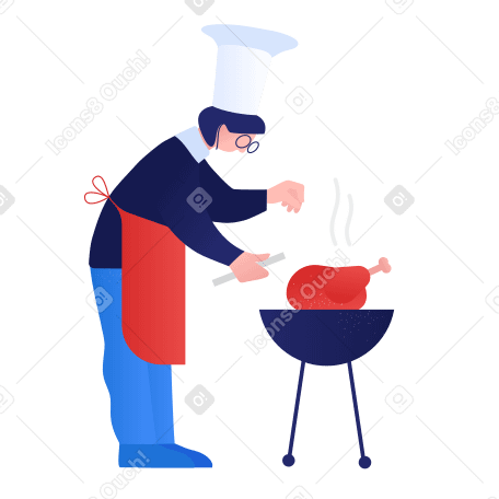 Cooking with bbq Illustration in PNG, SVG