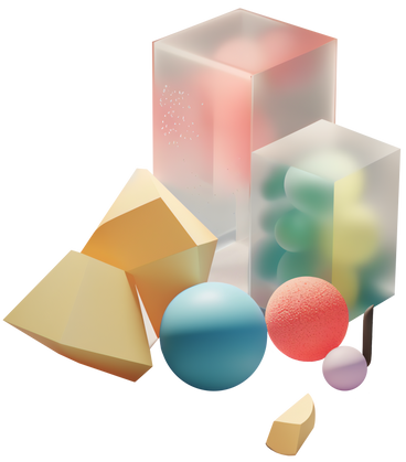 abstract composition with colorful plastic objects PNG, SVG
