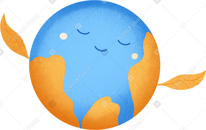 planet earth with a smile and leaves on the sides в PNG, SVG