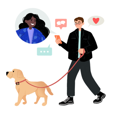 Talking on the phone while walking the dog PNG, SVG