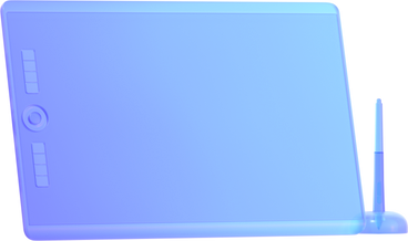 blue graphic tablet with stylus PNG, SVG