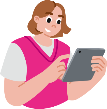 태블릿을 사용하는 젊은 여성 PNG, SVG