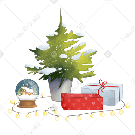 Christmas tree with gifts Illustration in PNG, SVG
