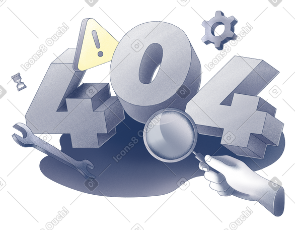 错误 404，页面未找到，3d 字母 PNG, SVG