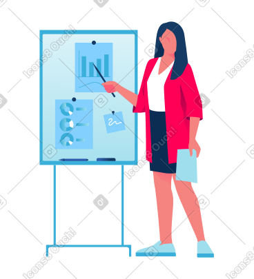 展示业务分析报告的女性 PNG, SVG