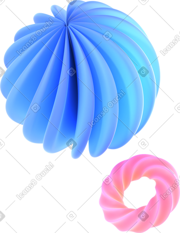 Ribbed sphere and twisted torus PNG, SVG