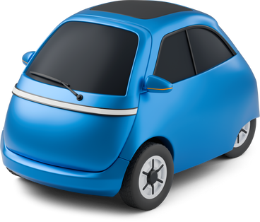 Blue electric car top view PNG, SVG
