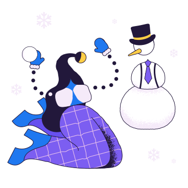 Happy woman making a snowman PNG, SVG