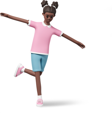 joyful girl balancing on one leg PNG, SVG