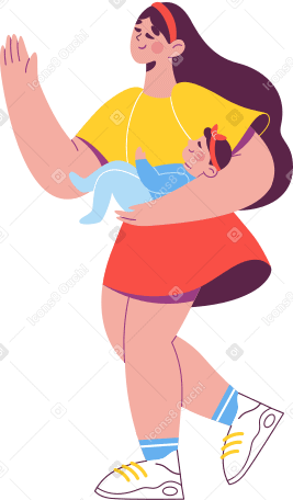 woman holding a baby in her arms Illustration in PNG, SVG