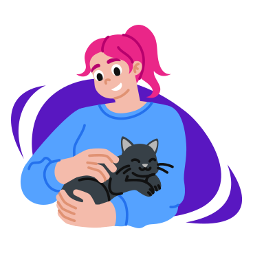 Young woman cradling a cat PNG, SVG