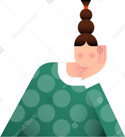 girl sits with her hand holding her head PNG, SVG